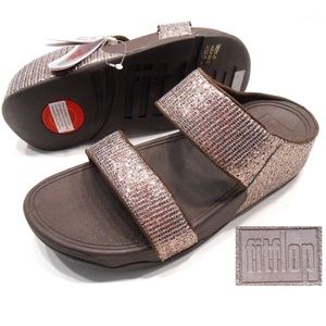 Fitflop Lulu Superglitz slide Bronze size 8